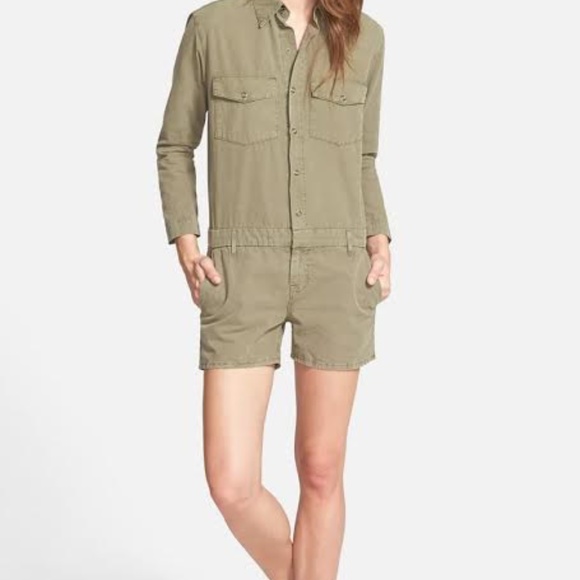 J BRAND AVERY UTILITY MILITARY GREEN ROMPER - Picture 1 of 11